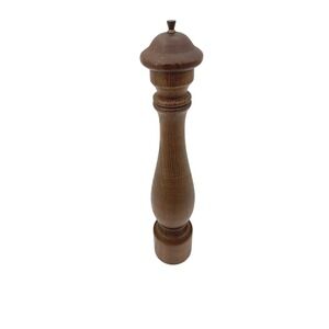 Vintage Tall Wooden Pepper Mill Manual Grinder Brown 17.5 Inch Traditional Style